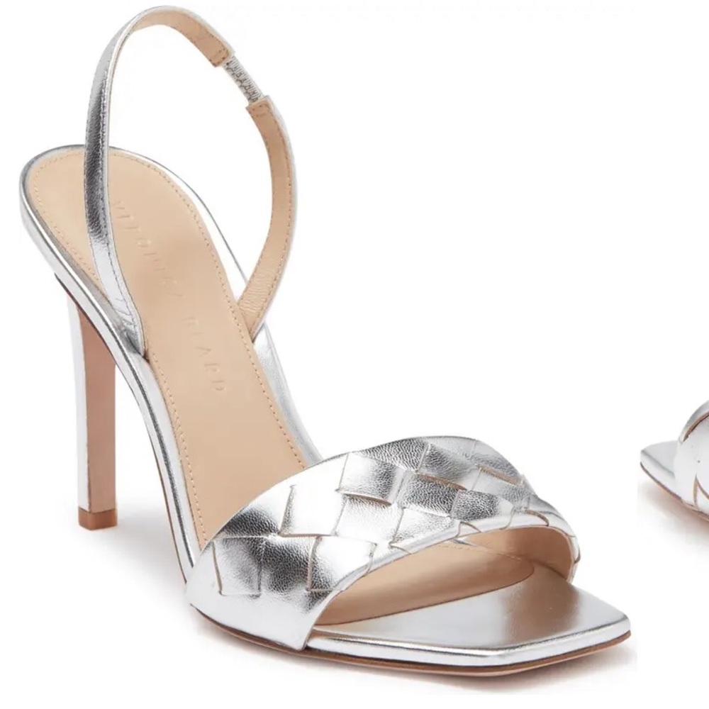 Veronica Beard Silver Leather Augustina Heels
